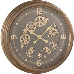 Настінні годинники J-line круглі в металевому корпусі 52 см з механізмом коричневого кольору, що рухається (17189)