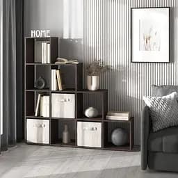 Книжная полка стеллаж Vays M-40 Венге Темный с 10 ячейками этажерка для дома игрушек и декора ЛДСП 143x29x143 см