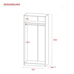 Шафа для одягу Doros Промо Антрацит 2 ДСП 90х48х204 (44900523) - мініатюра 7