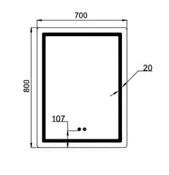 Дзеркало Qtap Mideya (MI2) прямокутне з LED-підсвічуванням Touch QT2078DCF7080 - мініатюра 3