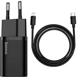 Мережевий зарядний пристрій Baseus Super Si 1Type-C + Cable Type-C to Lightning 20W TZCCSUP-B01 Black
