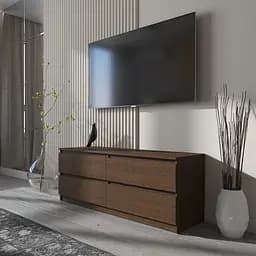 Тумба під телевізор Vays R-6 Венге Темний , 4 шухляди без ручок, ЛДСП, 140×40×53 см