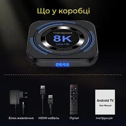 Transpeed H618 2/16Gb, Смарт ТВ приставка, медіаплеєр Android SmartTV Box 8K HDR , налаштування Android TV у подарунок, YouTube та фільми без реклами - мініатюра 3