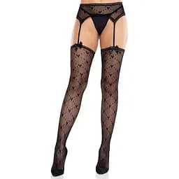 Колготки-чулки Leg Avenue Heart Garterbelt Stockings One Size Black