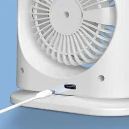 Акумуляторний настільний вентилятор Spray Fan 2in1 подвійний  Вітродуйка з підсвічуванням та зволоженням Білий - мініатюра 2