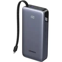 УМБ Ugreen 25000mAh 45W PD/QC, USB-A,USB-С IN/OUT, with built in USB-C cable (PB536) Gray