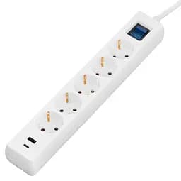 Сетевой фильтр-удлинитель 2E SP-515-M3USB-WH 3м, 5xТипF, 16A, 1xUSB-A,1xUSB-C - мініатюра 2