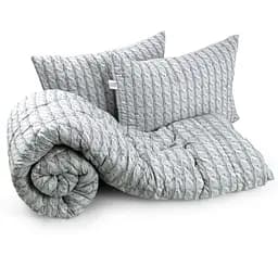 Набор Руно одеяло 200х220 + 2 подушки 50х70 силиконовий Grey Braid 925.52_Grey Braid