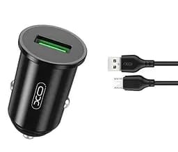 Автомобильное зарядное устройство XO TZ12 18W QC3.0 Car Charger with Micro cable Черный