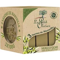 Марсельське мило Le Petit Olivier 100% оливкова олія 3x100 gr (3549620005851)