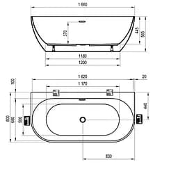 Ванна акрилова Ravak Freedom W 160x80 XC00100024 - мініатюра 3