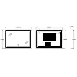 Дзеркало Zerix Mirra MR05-100x70 з LED Touch, Anti-fog, димером, регулятором яскравості ZX6060 - мініатюра 2