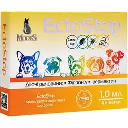 Противопаразитарные капли Modes EctoStop для собак 4-10 кг 1 мл
