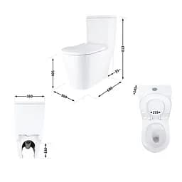Унітаз-моноблок підлоговий Qtap Swan Ultra Quiet безобідковий з сидінням Soft-close White QT16226080AW, Білий - мініатюра 2