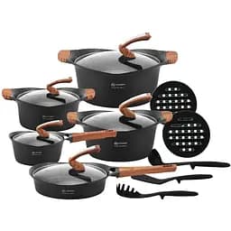 Набір каструль з кришками та сковорідкою Edenberg EB-9184, 15 предметів із мармуровим покриттям