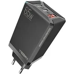 Мережевий зарядний пристрій Yoki Led Series GaN Ultra PD 65W Black