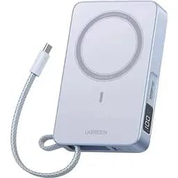 Магнитный павербанк Ugreen PB594 с беспроводной MagSafe зарядкой голубой 30W 10000 мАч