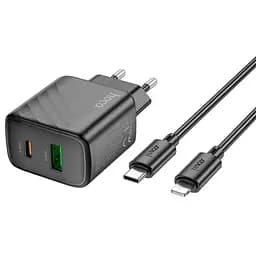 Мережевий зарядний пристрій Hoco CS23A Sunlight dual-port PD30W+QC3.0 charger set(C to iP) чорний