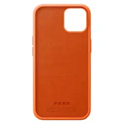 Кожаный чехол-панель для Apple iPhone 14, FAKE Leather Case, оранжевый, искусственная кожа, премиум, противоударный, защита всего корпуса, с мягкой подкладкой, поддержка MagSafe и беспроводной зарядки, ArmorStandart (ARM64457) - мініатюра 2