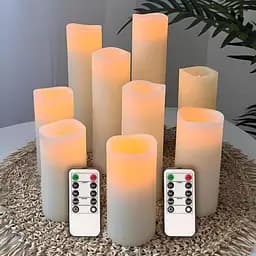Набор светодиодных LED свечей Niki Light 9 шт лед свеча с имитацией воска разных размеров с пультом управления тепло белая