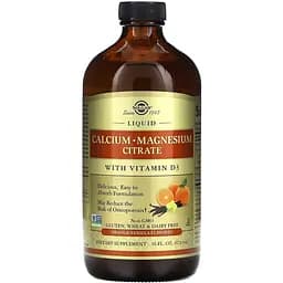 Жидкий цитрат кальция и магния с витамином D3 Solgar апельсин-ваниль 473 мл