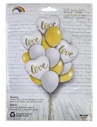 Набір повітряних фольгованих кульок із сердечками Love надувні декоративні для свят 12 шт. - мініатюра 2