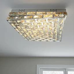 Елегантна кришталева стельова LED-люстра квадратної форми Diasha 7737/500x500CH, 82W, 4510 lm