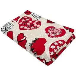 Плед Прованс Серця Love в'язаний 130х170 см бежевий/білий/червоний