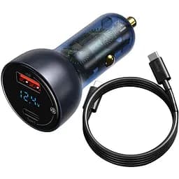 Автомобільний зарядний пристрій Baseus Particular PPS 1USB + Type-C 65W + Cable Type-C/Type-C 1m TZCCKX-0G