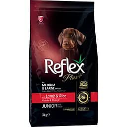 Сухой корм для щенков средних и крупных пород Reflex Plus с ягненком и рисом 3 кг