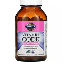 Жіночі мультивітаміни 50+ із цілісних продуктів Garden of Life Vitamin Code Whole Food Multivitamin for Women 240 вегетаріанських капсул