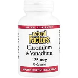 Хром та Ванадій Natural Factors Chromium & Vanadium 125 mcg, 90 капсул для контролю цукру та обміну речовин