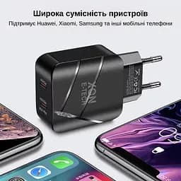 Зарядний пристрій XON PowerCharge 40W (PD20) USB Type-C (PCWC040020A0С2B 6099) Чорний - мініатюра 3