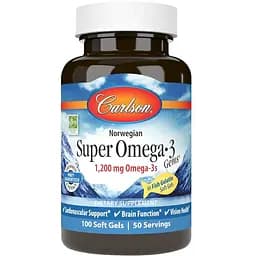 Жирні кислоти Carlson Labs Norwegian Super Omega-3 Gems 1200 мг 100 капсул