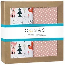 Пелюшки дитячі багаторазові Cosas Wood Animals 2 шт 80х100 см (Бязь_ЗвіріЛісовіОранж_ГорохТеракот)