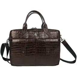 Мужская кожаная сумка Mykhail Ikhtyar под крокодила коричневая sum0028878