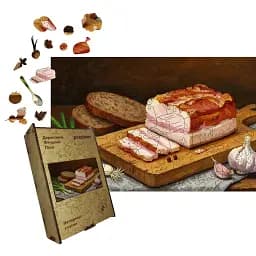 Дерев'яний фігурний пазл Запашне Сало, А1, Дерев'яна коробка 500+ елементів