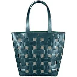 Шкіряна плетена жіноча сумка Пазл L зелена Krast