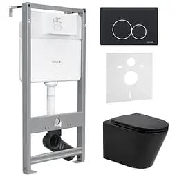 Комплект инсталляция 4 в 1 Volle Master Evo 212010+222123 + унитаз Volle Nemo Black Rimless 13-17-316 Black с сидением Soft Close, Черный матовый
