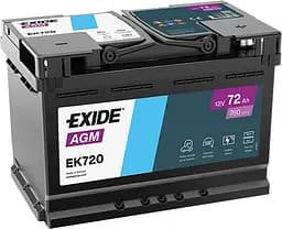 Автомобільний акумулятор EXIDE START-STOP AGM 6СТ-72Ah АзЕ 760 (EN) EK720