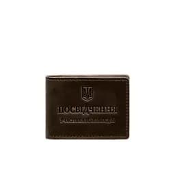 Шкіряна обкладинка для посвідчення учасника бойових дій (УБД) із кишенею для жетону темно-коричнева Crazy Horse - мініатюра 7