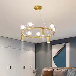 Подвесная люстра-кольцо на 6 плафонов и 3 спота d 60 | Ст. SG 46-750 GD Line F