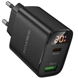 МЗП Borofone BA96A Ilustre with digital display PD20W+QC3.0 (1USB-A/1C) Black