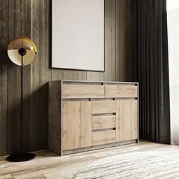 Комод Moreli T-227, 1271x910x400 мм Бетон/Дуб аппалачи (mo-t227-beton-apalach)