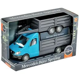 Автомобіль Tigres Mercedes-Benz Sprinter бортовий з причепом, масштаб 1:24 серій із блакитним (39668)
