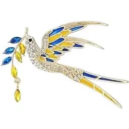 Брошь Птица брошь-булавка символ Украины патриотическая желто-голубая