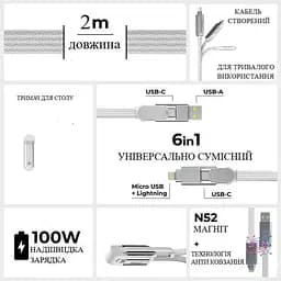 Кабель Rolling Square inCharge XL 2 м білий (XLM02R) - мініатюра 7
