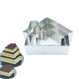 Металева кондитерська форма для випікання та складання тортів у вигляді будиночка (набір з 3 шт.) H 4.5 см, Kitchen Master Сірий 85787