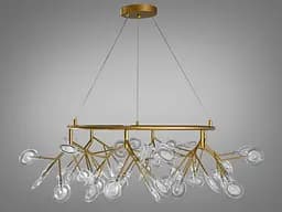 Чарівна люстра підвісна "Світлячок", 54 плафони, золото сатин