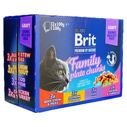Набір паучів Brit Premium Cat м'ясна тарілка асорті 4 смаки 100 г по 12 шт. - мініатюра 2